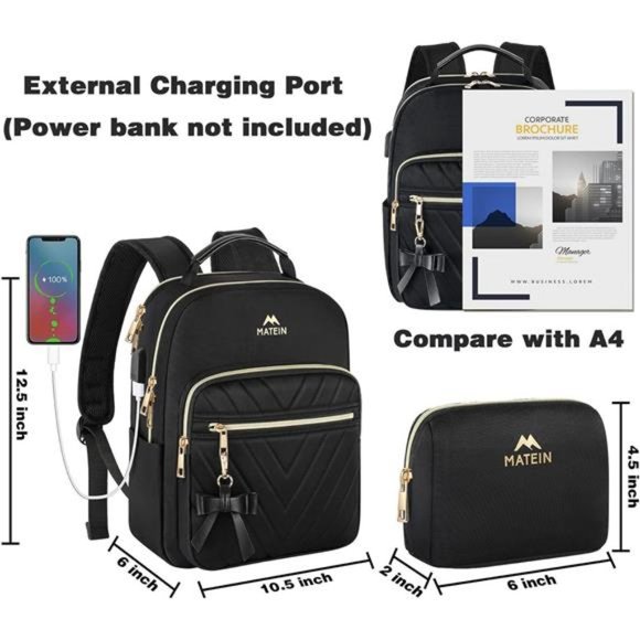 Mini Backpack Women Waterproof Stylish Daypack Purse Shoulder Bag w USB Port - Picture 4 of 6